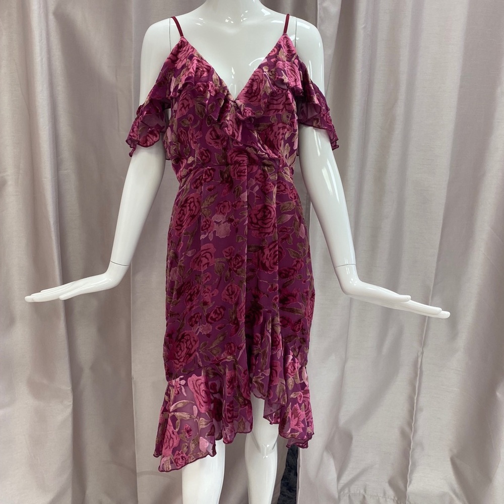 Magenta Floral Velvet Dress